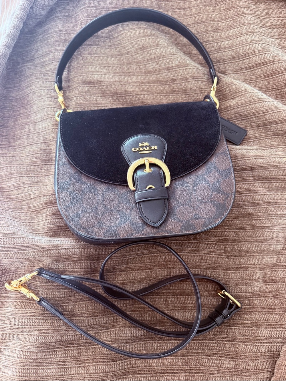Coach Kleo 23 bag black & brown suede interior